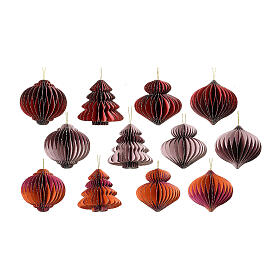 Coffret 16 décorations en papier trois couleurs assorties 100% FSC