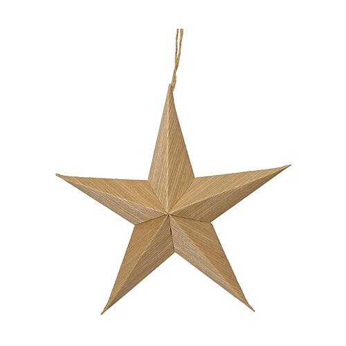 Set of 4 star-shaped decorations, natural paper, 70% FSC mix, 6x2 in 1