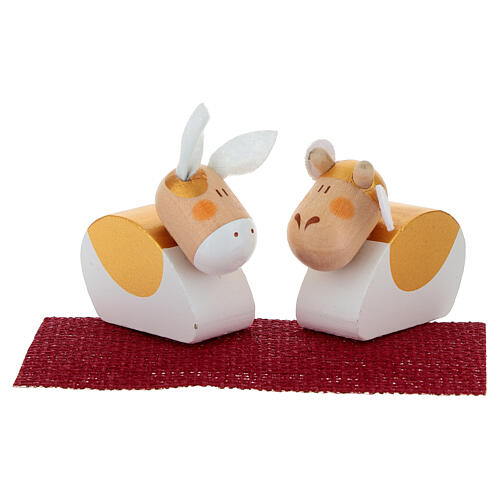 Holy Family Nativity Set Ox and Donkey 7 pcs Sevi painted wood 6 cm 3