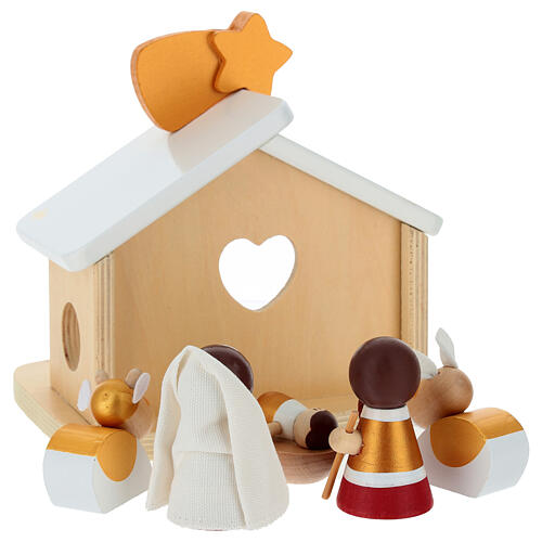 Holy Family Nativity Set Ox and Donkey 7 pcs Sevi painted wood 6 cm 5