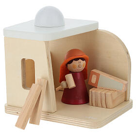 Presepe Sevi capanna degli artigiani 9 pz legno dipinto 7 cm
