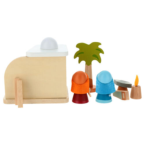 Presepe Sevi capanna degli artigiani 9 pz legno dipinto 7 cm 5