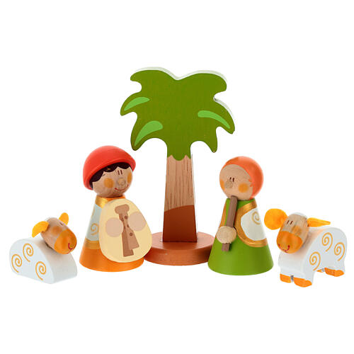 Presepe Sevi pastori musicisti 5 pz legno dipinto 7 cm 1
