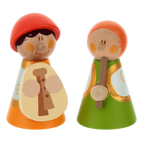 Presepe Sevi pastori musicisti 5 pz legno dipinto 7 cm 2