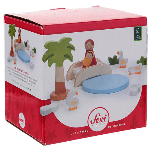 Sevi-Krippe, Brücke am Teich, Set, 11-teilig, 6 cm Krippe, Holz bemalt 5