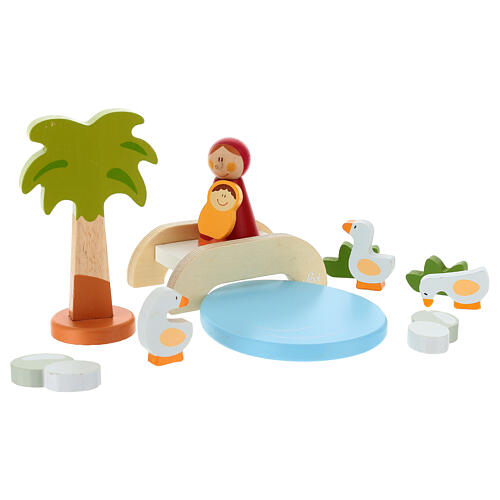 Crèche Sevi pont sur le lac 11 pièces bois peint 6 cm 1