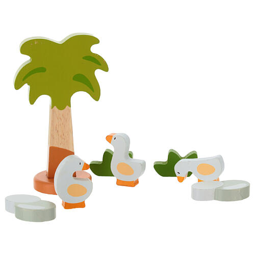 Presepe Sevi ponte sul laghetto 11 pz legno dipinto 6 cm 3