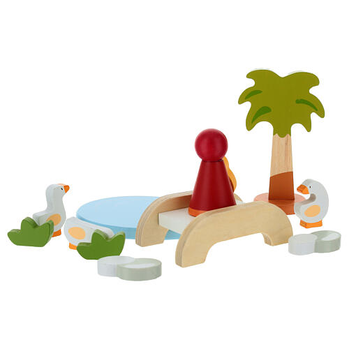 Presepe Sevi ponte sul laghetto 11 pz legno dipinto 6 cm 4