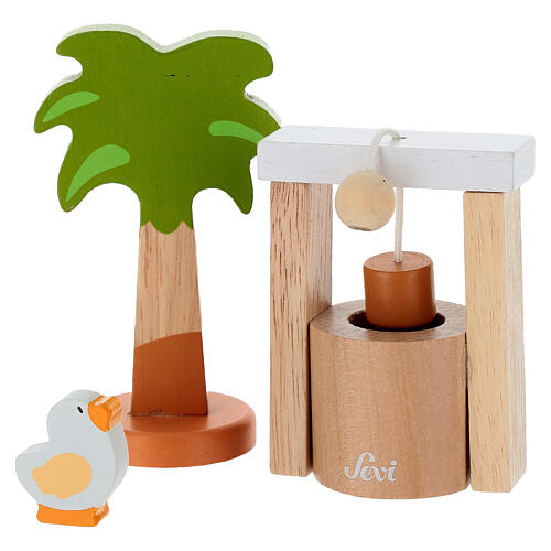 Presepe Sevi attorno al pozzo 6 pz legno dipinto 6 cm 3