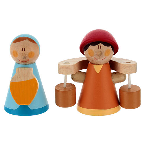 Presépio Sevi com poço 6 peças madeira pintada 6 cm 2