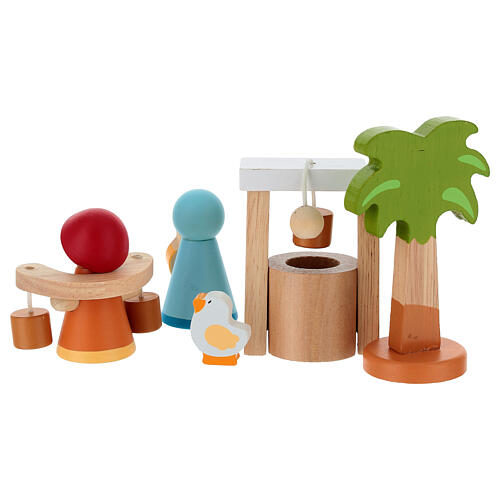 Presépio Sevi com poço 6 peças madeira pintada 6 cm 4