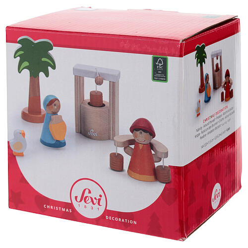 Presépio Sevi com poço 6 peças madeira pintada 6 cm 5