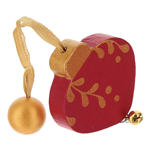 Weihnachtliches Dekorationsset Sevi, 3-teilig, rot-gold, handbemaltes Holz 4
