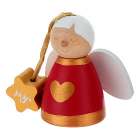 Set of red and gold Sevi Christmas decorations, 3 pieces, painted wood