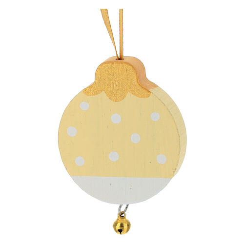 Set of white and yellow Sevi Christmas decorations, 3 pieces, painted wood 4