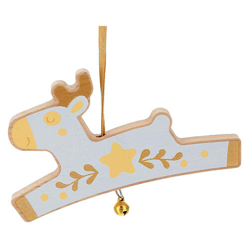 Christmas ornament set Sevi White and Yellow 3 pcs painted wood 3