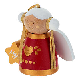 Engel Sevi „Sie“, rot-gold, 6,5 cm, handbemaltes Holz