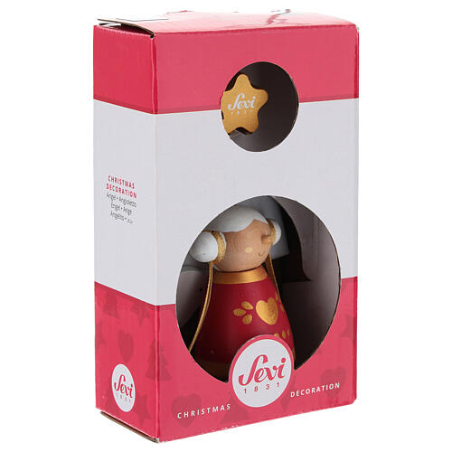 Engel Sevi „Sie“, rot-gold, 6,5 cm, handbemaltes Holz 4