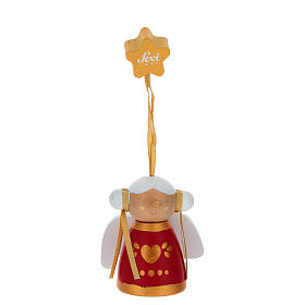 Sevi She Angel in red and gold, 2.4 in, painted wood