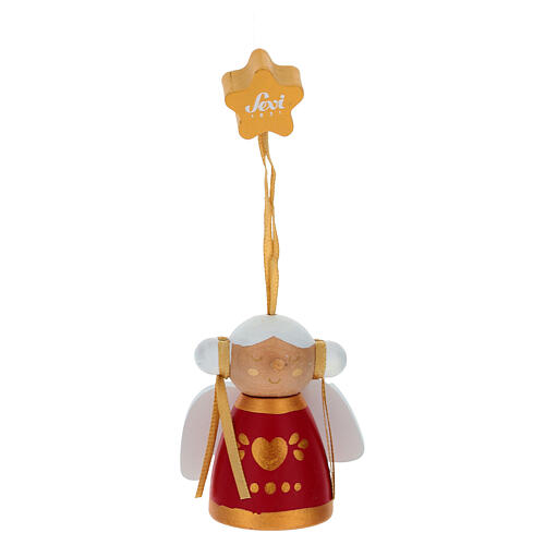 Angioletto Sevi Lei rosso ed oro 6 cm legno dipinto 1
