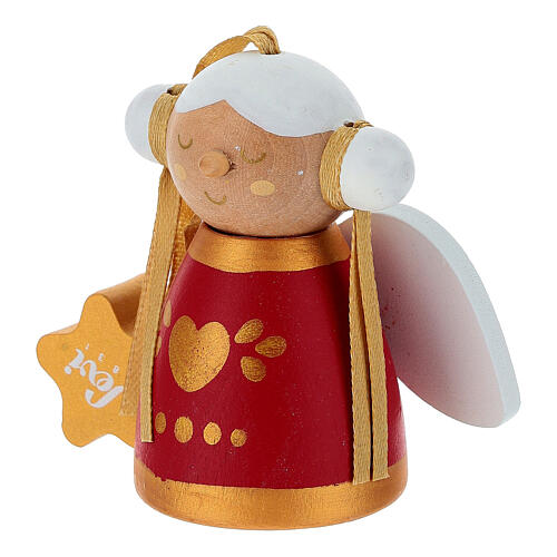 Sevi Girl Angel in red and gold 6 cm painted wood 2