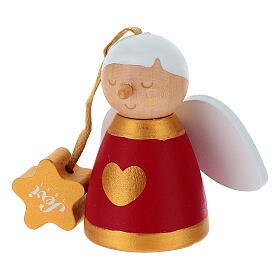 Sevi He Angel in red and gold, 2.4 in, painted wood