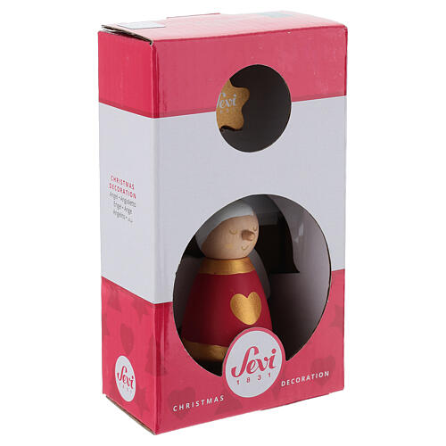 Anjo Sevi Ele vermelho e dourado 6 cm em madeira pintada 4