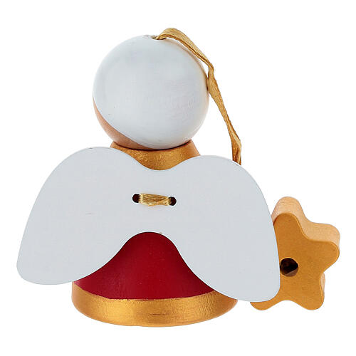 Boy Angel in Red and Gold, Sevi 6 cm Hand-Painted Wood 3