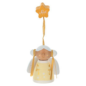 Petit ange Sevi Elle blanc et jaune 6 cm en bois peint