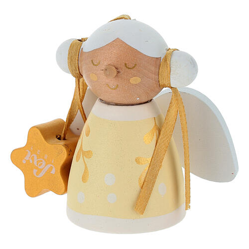 Angioletto Sevi Lei bianco e giallo 6 cm legno dipinto 2