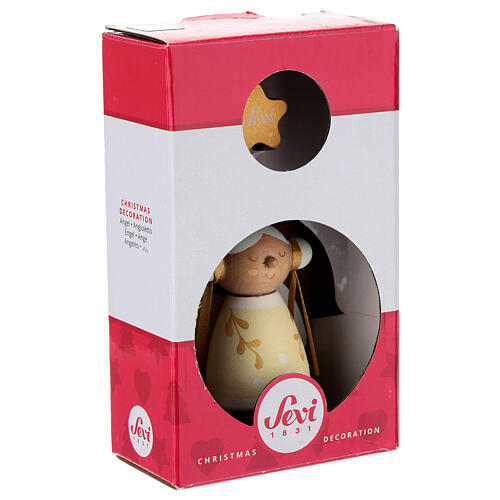 Angioletto Sevi Lei bianco e giallo 6 cm legno dipinto 4