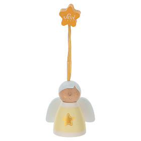 Angioletto Sevi Lui bianco e giallo 6 cm legno dipinto
