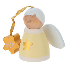 Angioletto Sevi Lui bianco e giallo 6 cm legno dipinto