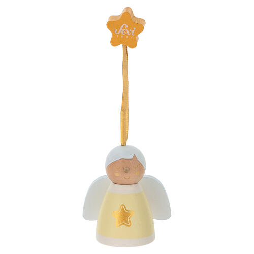 Angioletto Sevi Lui bianco e giallo 6 cm legno dipinto 1