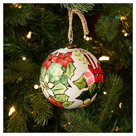 Bola de Natal de cerâmica estrelas de Natal e velas 10 cm pintada à mão por Dellarte Ceramiche