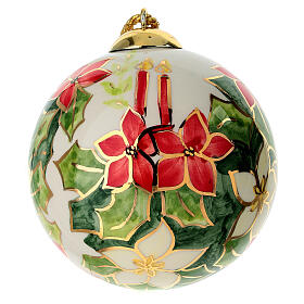 Ceramic Christmas Star Ball and Candle 10 cm Hand-painted by Dellarte Ceramiche