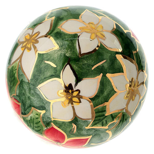 Bombka choinkowa ceramiczna 8 cm – ręcznie malowana, z motywem gwiazdy betlejemskiej i świec – Dellarte Ceramiche 4