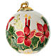 Bola de Natal pintada à mão flores brancas e vermelhas velas árvore de Natal 8 cm Dellarte Ceramiche s1