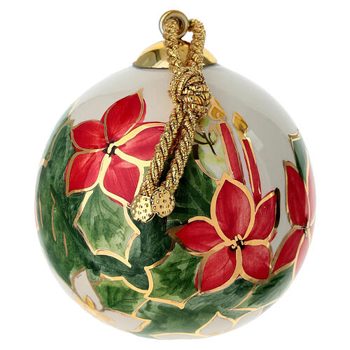 Hand-painted Christmas Ball with Candle and Flowers 8 cm Dellarte Ceramic 3