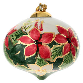 Pallina cipolla decoro fiore natalizio 8 cm dipinta a mano Dellarte Ceramiche