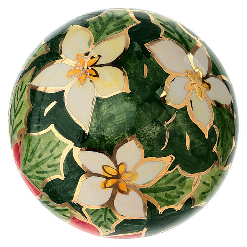 Bombka choinkowa ceramiczna „cebula” 8 cm – ręcznie malowana z motywem kwiatów świątecznych – Dellarte Ceramiche 4
