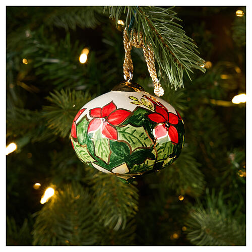 Hand-Painted Christmas Onion Ornament, Flower Decor 8 cm Dellarte Ceramics 2