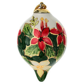 Pallina a goccia dipinta con candela stella Natale 8 cm Dellarte Ceramiche