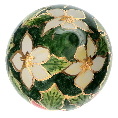 Pallina a goccia dipinta con candela stella Natale 8 cm Dellarte Ceramiche 5