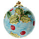 Hand-painted 4-inch light blue ceramic Christmas ball with holly branch by Dellarte Ceramiche s1
