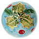 Sfera natalizia ceramica azzurra ramo pungitopo 10 cm dipinta a mano Dellarte Ceramiche s4