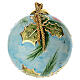 Bola de Natal de cerâmica azul com ramos de azevinho pintados à mão Dellarte Ceramiche s3