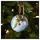 Palla albero natale ceramica fondo celeste e pungitopo 8 cm Dellarte Ceramiche s2