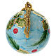 Palla albero natale ceramica fondo celeste e pungitopo 8 cm Dellarte Ceramiche s3