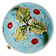 Palla albero natale ceramica fondo celeste e pungitopo 8 cm Dellarte Ceramiche s4